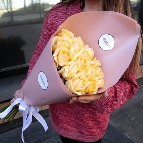 Букет из 15 "Аваланш Пич" Pink - Розы 50 см.